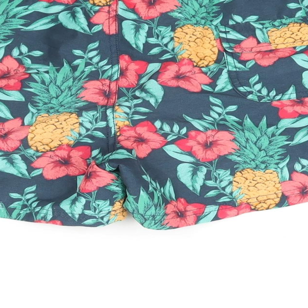 Fat Face Womens Blue Floral Polyester Basic Shorts Size 14 L3 in Regular Lace Up