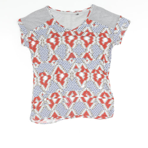NEXT Womens Multicoloured Geometric Viscose Basic Blouse Size 12 V-Neck