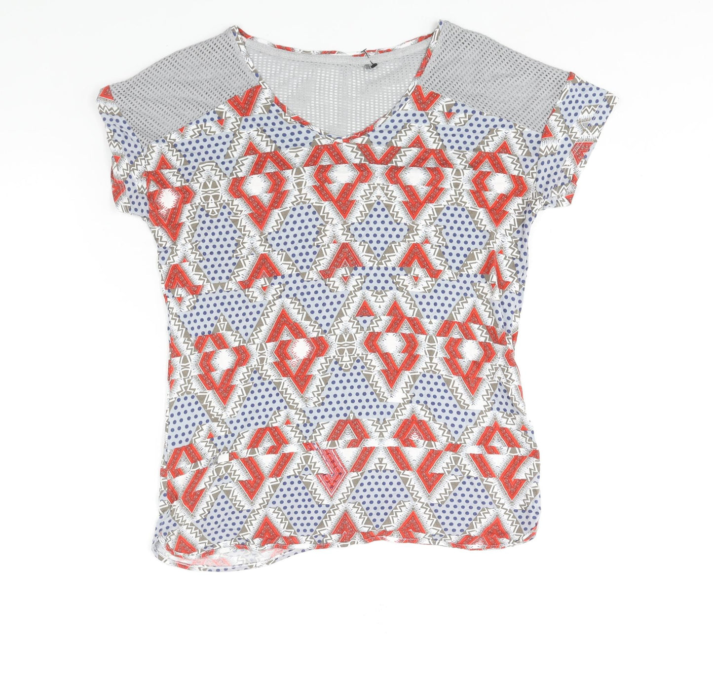NEXT Womens Multicoloured Geometric Viscose Basic Blouse Size 12 V-Neck