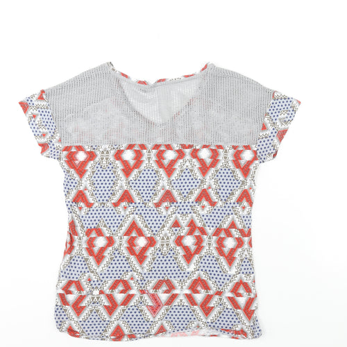 NEXT Womens Multicoloured Geometric Viscose Basic Blouse Size 12 V-Neck