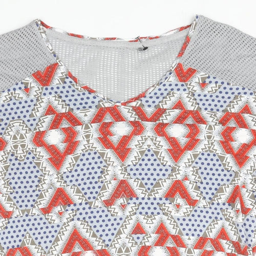 NEXT Womens Multicoloured Geometric Viscose Basic Blouse Size 12 V-Neck