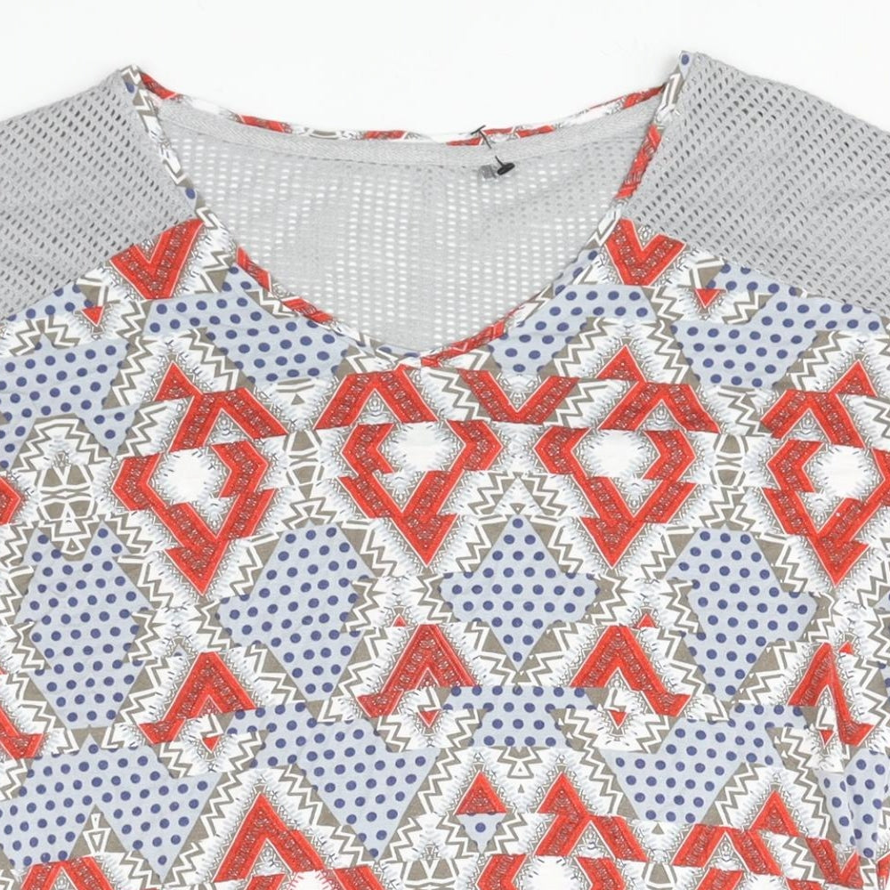 NEXT Womens Multicoloured Geometric Viscose Basic Blouse Size 12 V-Neck