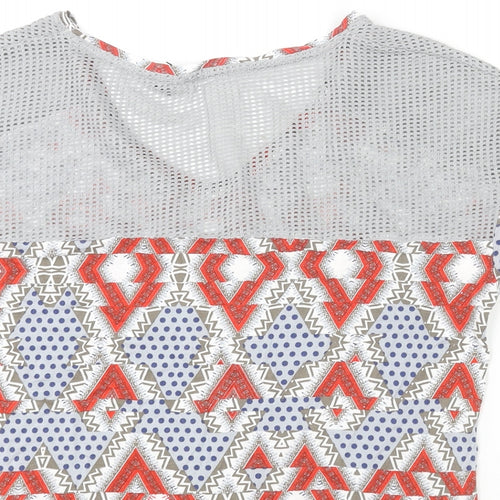 NEXT Womens Multicoloured Geometric Viscose Basic Blouse Size 12 V-Neck