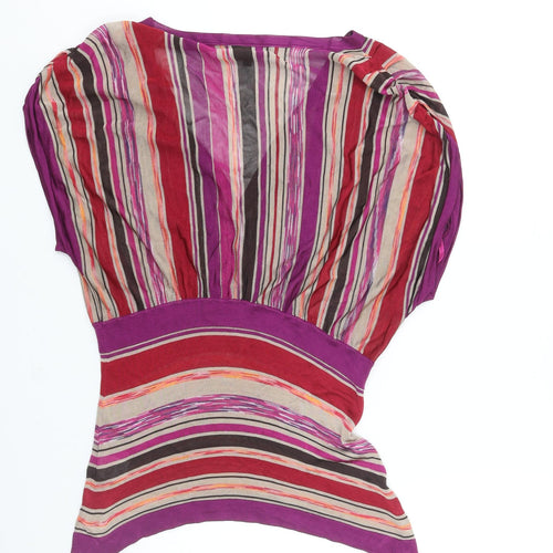 Coast Womens Multicoloured V-Neck Striped Viscose Pullover Jumper Size 12