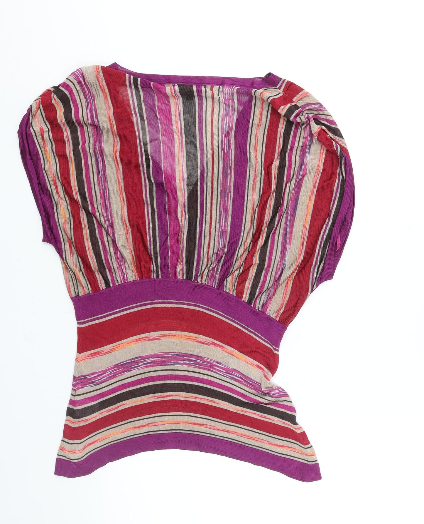 Coast Womens Multicoloured V-Neck Striped Viscose Pullover Jumper Size 12