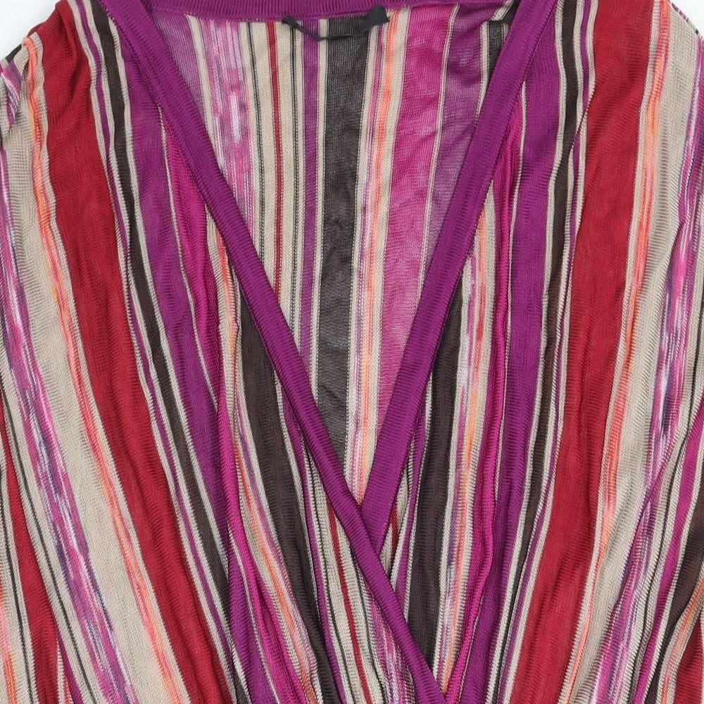 Coast Womens Multicoloured V-Neck Striped Viscose Pullover Jumper Size 12
