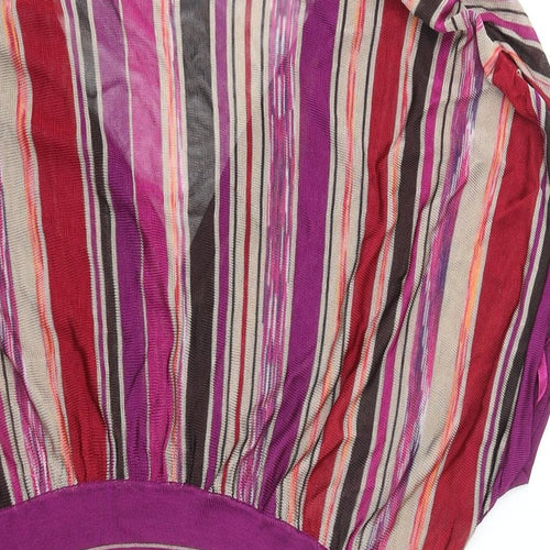 Coast Womens Multicoloured V-Neck Striped Viscose Pullover Jumper Size 12