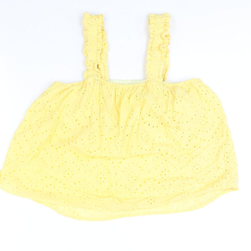 New Look Womens Yellow Cotton Camisole Blouse Size 12 Square Neck