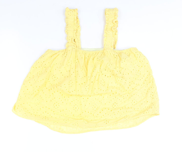 New Look Womens Yellow Cotton Camisole Blouse Size 12 Square Neck