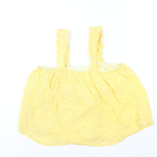 New Look Womens Yellow Cotton Camisole Blouse Size 12 Square Neck