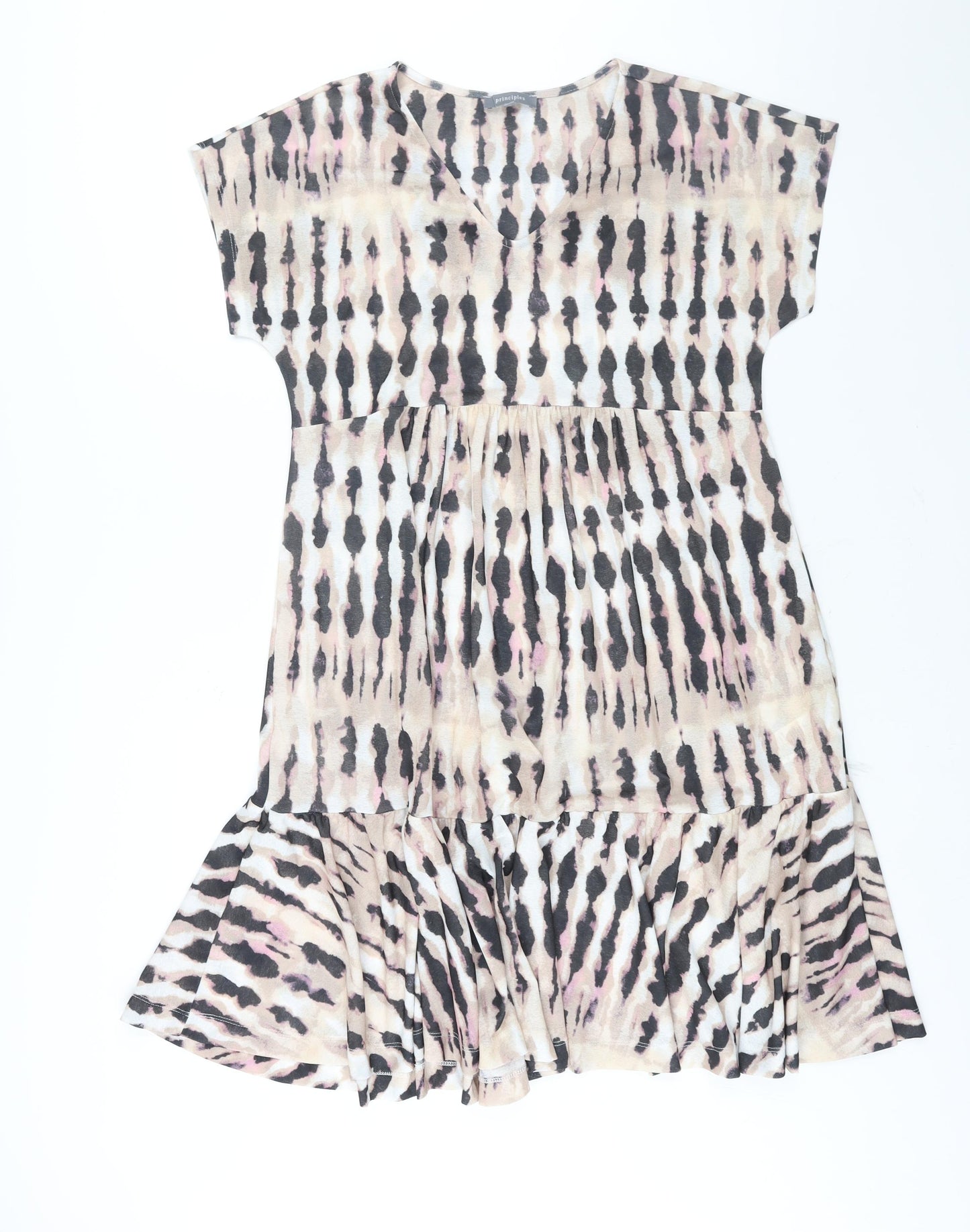 Principles Womens Multicoloured Geometric Polyester Shift Size 10 V-Neck Pullover - Smocked