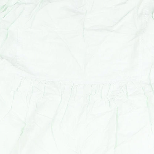 Marks and Spencer Womens Green Linen Basic Blouse Size 14 V-Neck