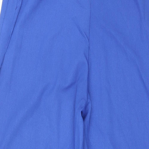 PRETTYLITTLETHING Womens Blue Polyester Trousers Size 12 L32 in Regular Zip