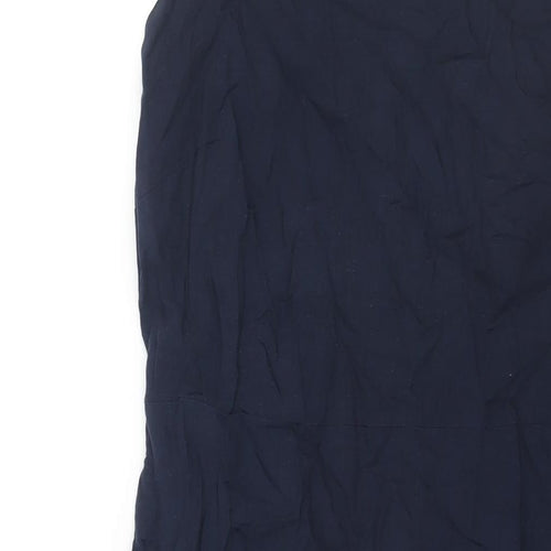 NEXT Womens Blue Linen Pencil Dress Size 12 Boat Neck Zip - Belted