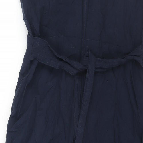 NEXT Womens Blue Linen Pencil Dress Size 12 Boat Neck Zip - Belted