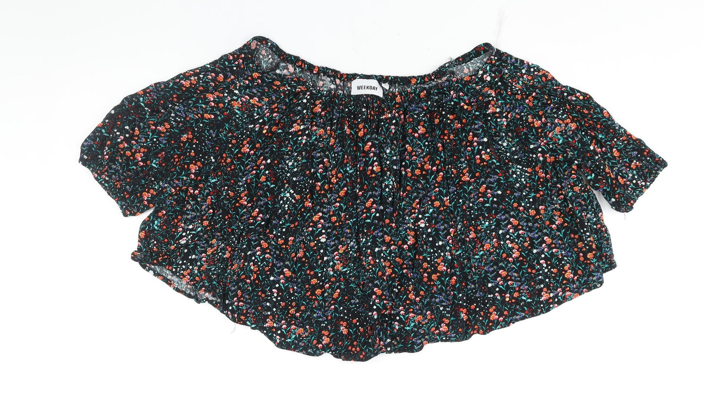 Weekday Womens Multicoloured Floral Viscose Basic Blouse Size XS Boat Neck