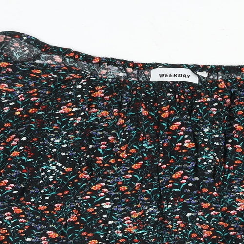 Weekday Womens Multicoloured Floral Viscose Basic Blouse Size XS Boat Neck
