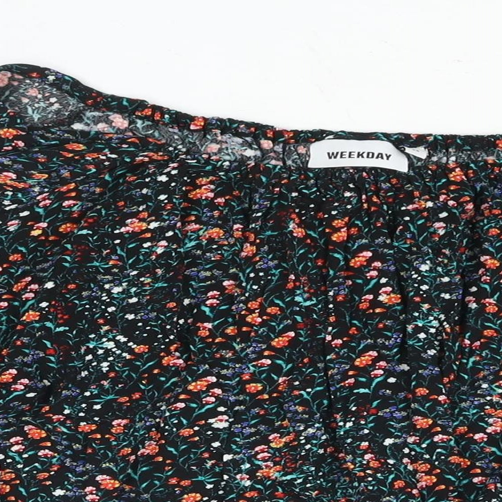 Weekday Womens Multicoloured Floral Viscose Basic Blouse Size XS Boat Neck