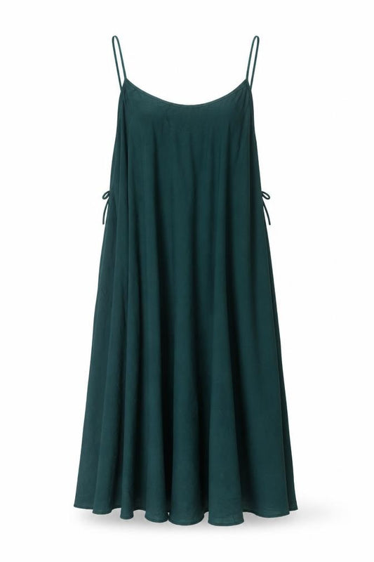 Front view of Mango women’s green polyester a-line, size XS, scoop neck pullover