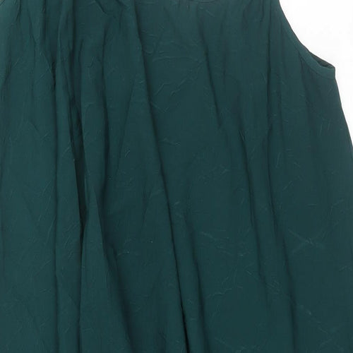 Mango Womens Green Polyester A-Line Size XS Scoop Neck Pullover
