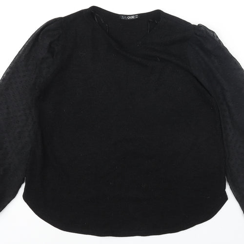 Quiz Womens Black Round Neck Polyester Pullover Jumper Size 18 - Semi Sheer Sleeves