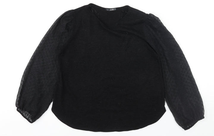 Quiz Womens Black Round Neck Polyester Pullover Jumper Size 18 - Semi Sheer Sleeves