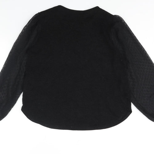 Quiz Womens Black Round Neck Polyester Pullover Jumper Size 18 - Semi Sheer Sleeves