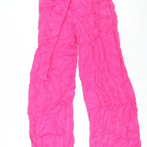 Zara Womens Pink Viscose Trousers Size M L32 in Regular Zip