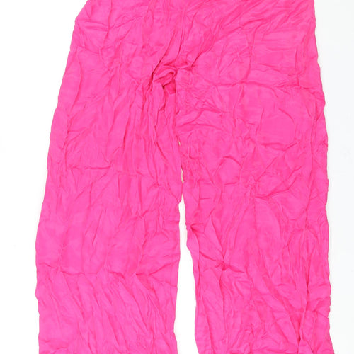 Zara Womens Pink Viscose Trousers Size M L32 in Regular Zip
