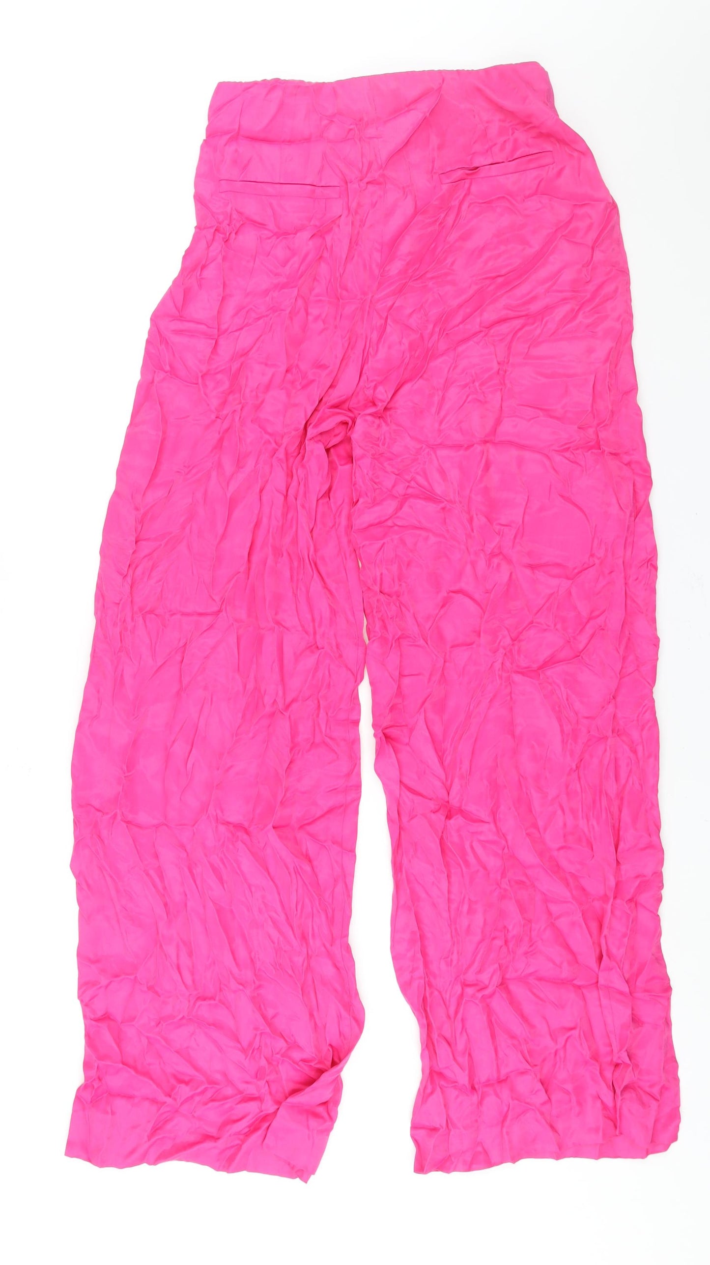 Zara Womens Pink Viscose Trousers Size M L32 in Regular Zip