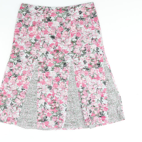 Cotton Traders Womens Multicoloured Floral Polyester A-Line Skirt Size 16
