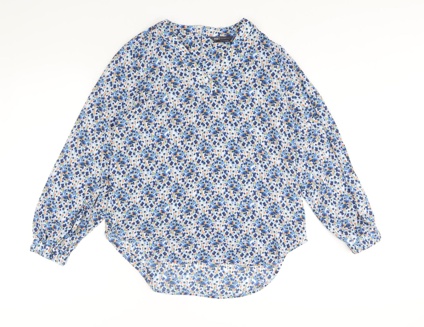 Marks and Spencer Womens Multicoloured Geometric Polyester Basic Blouse Size 12 V-Neck