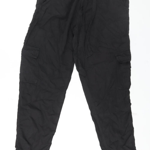 Saint Tropez Clothing Womens Black Cotton Trousers Size M L30 in Regular Zip - Belted