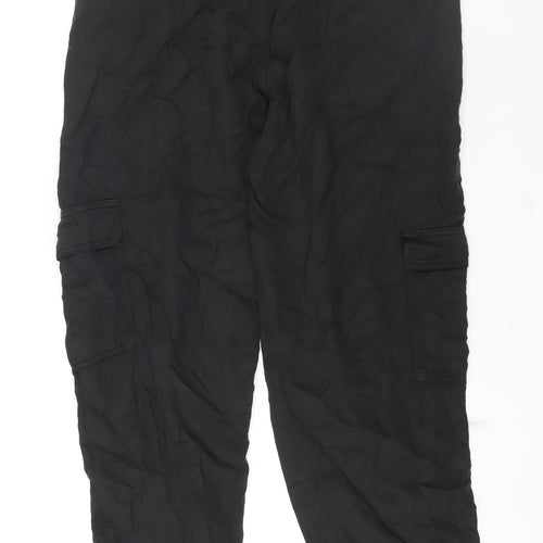 Saint Tropez Clothing Womens Black Cotton Trousers Size M L30 in Regular Zip - Belted