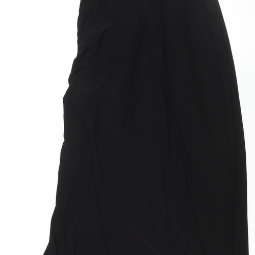 PRETTYLITTLETHING Womens Black Polyester Slip Dress Size 12 Square Neck Pullover - Drawstring Detail