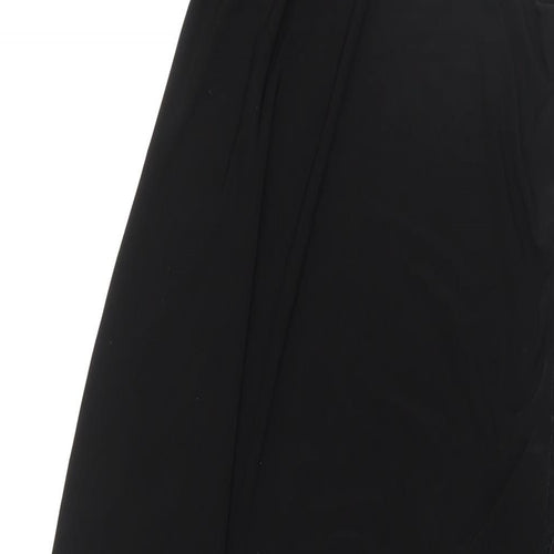 PRETTYLITTLETHING Womens Black Polyester Slip Dress Size 12 Square Neck Pullover - Drawstring Detail