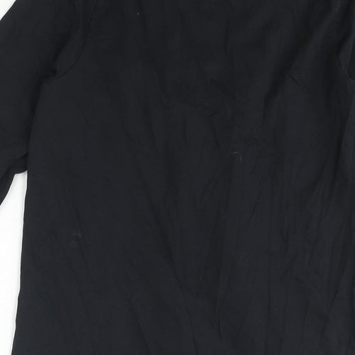 Almatrichi Womens Black Polyester Shift Size M Round Neck Button - Frill Floral Broach