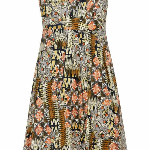 Quinn and Donnelly Womens Multicoloured Geometric Polyester Shift Size 12 V-Neck Zip - Frill Belted