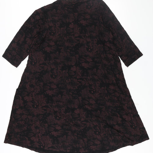 Yours Womens Black Geometric Viscose A-Line Size 18 Round Neck Pullover - Floral Print