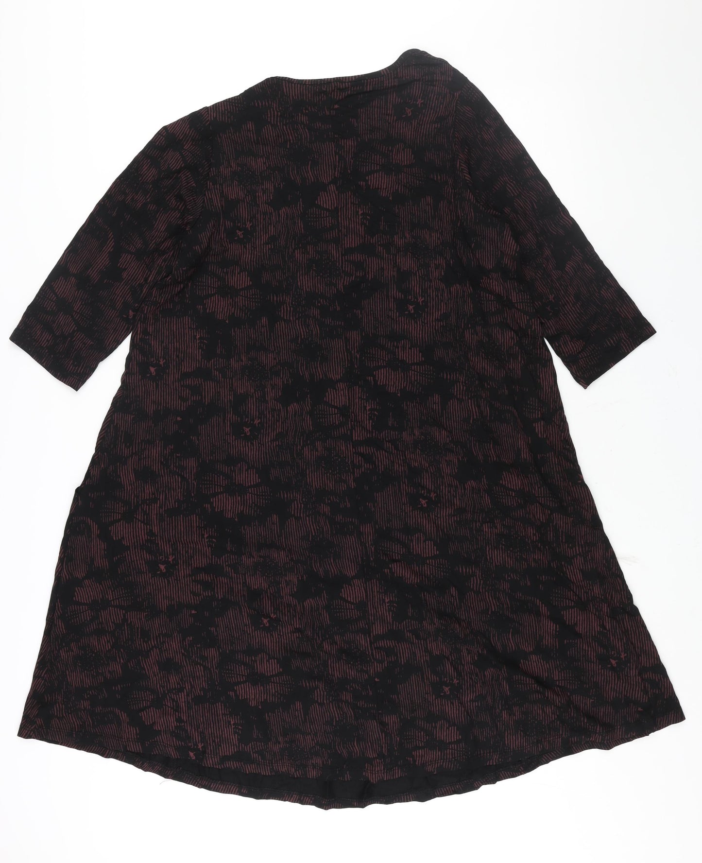Yours Womens Black Geometric Viscose A-Line Size 18 Round Neck Pullover - Floral Print