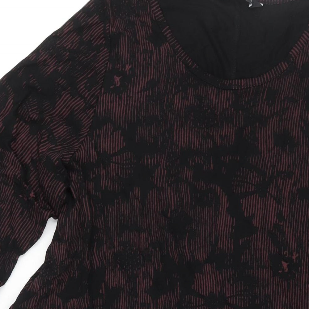 Yours Womens Black Geometric Viscose A-Line Size 18 Round Neck Pullover - Floral Print