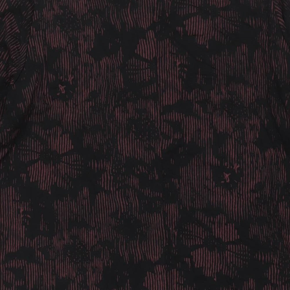 Yours Womens Black Geometric Viscose A-Line Size 18 Round Neck Pullover - Floral Print