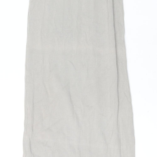 Pull&Bear Womens Grey Cotton Tank Dress Size S Round Neck Pullover - Ribbed