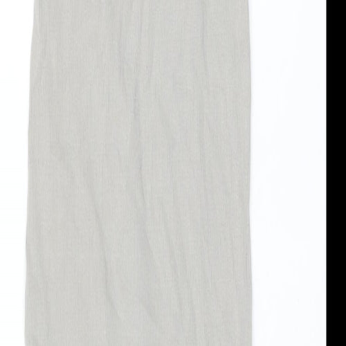 Pull&Bear Womens Grey Cotton Tank Dress Size S Round Neck Pullover - Ribbed