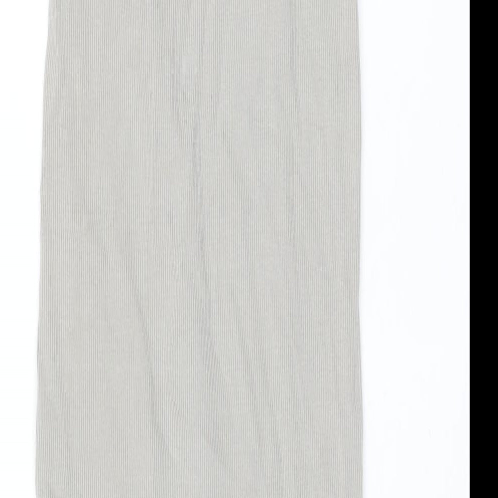Pull&Bear Womens Grey Cotton Tank Dress Size S Round Neck Pullover - Ribbed