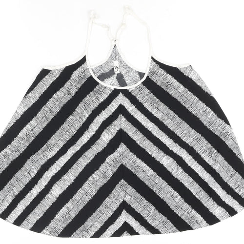 Very Womens Black Striped Polyester Camisole Blouse Size 10 Scoop Neck
