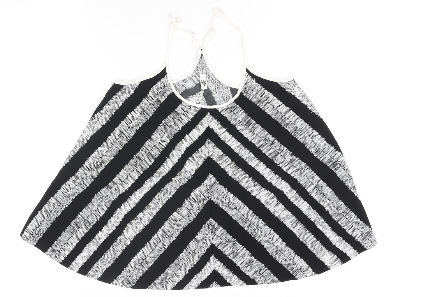Very Womens Black Striped Polyester Camisole Blouse Size 10 Scoop Neck