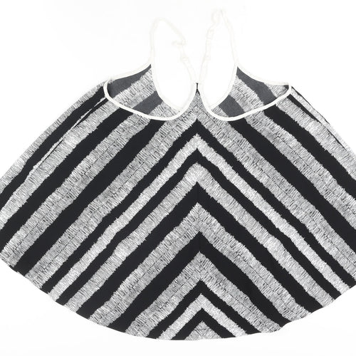 Very Womens Black Striped Polyester Camisole Blouse Size 10 Scoop Neck