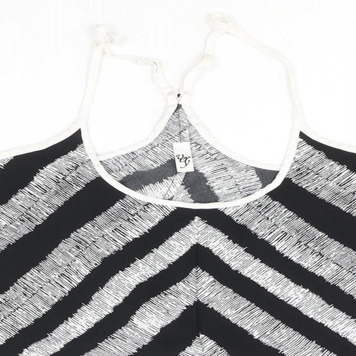 Very Womens Black Striped Polyester Camisole Blouse Size 10 Scoop Neck