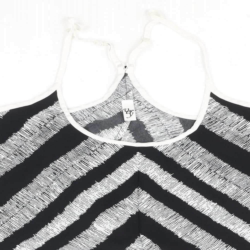 Very Womens Black Striped Polyester Camisole Blouse Size 10 Scoop Neck